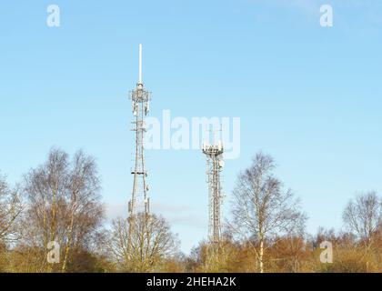 Mobilfunkmasten in ländlichen Gebieten, Großbritannien. Stockfoto