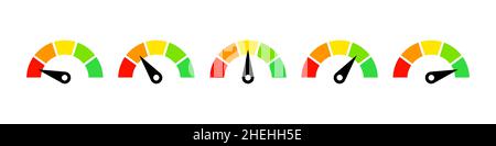Tachometer-Symbol eingestellt. Erfassung des Kundenzufriedenheitszählers. Vektor auf isoliertem Hintergrund. EPS 10. Stock Vektor