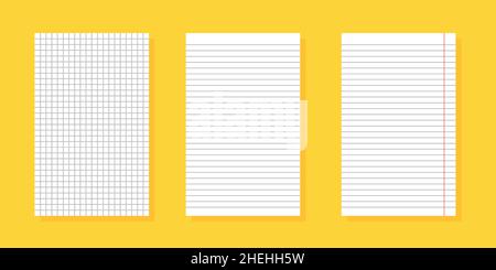 Symbol für Notizbuch-Papier eingestellt. Leere quadratische und linierte Papierblätter. Vektor auf isoliertem Hintergrund. EPS 10. Stock Vektor