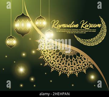 Ramadan Karte Hintergrund Illustration, Moschee Kuppel, Kronleuchter, mit Sternenlicht-Effekt, Stock Vektor