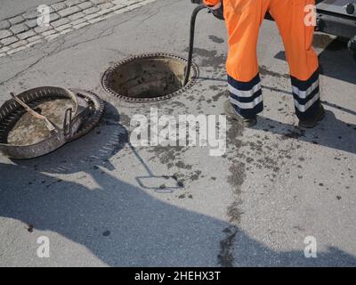 Kanalisationsarbeiter Stockfoto