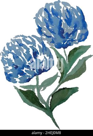 Blaue Blumen Vektor Aquarell Blumen isoliert auf weißem Hintergrund Stock Vektor