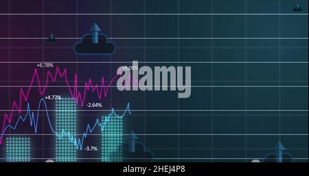 Abbildung der Pfeile über der Verarbeitung von Finanzdaten Stockfoto
