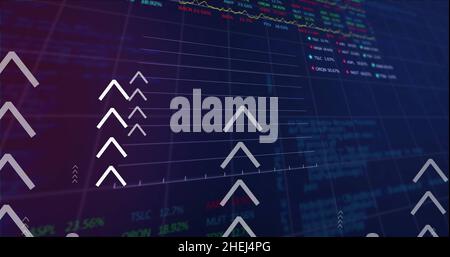 Abbildung der Pfeile über der Verarbeitung von Finanzdaten Stockfoto