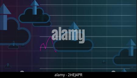 Abbildung der Pfeile über der Verarbeitung von Finanzdaten Stockfoto