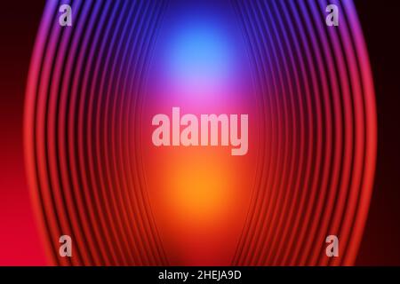 3D Illustration eines klassischen, abstrakten, gradienten Hintergrunds in Blau und Orange mit Linien. Von den Kurven drucken. Moderne grafische Textur. Geometrisches Muster Stockfoto