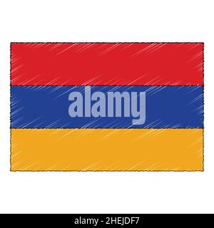 Handgezeichnete Skizzenflagge von Armenien. vektorsymbol im doodle-Stil Stock Vektor