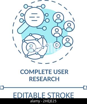 Vollständige Benutzerforschung türkisfarbenes Konzept Symbol Stock Vektor