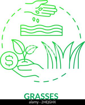 Symbol für grünes Gradientenkonzept für Gräser Stock Vektor