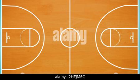 Bild von Basketballspieler mit Bällen auf Basketballplatz Hintergrund Stockfoto