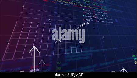 Abbildung der Pfeile über der Verarbeitung von Finanzdaten Stockfoto