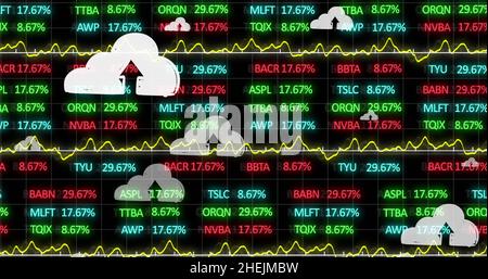 Abbildung der Pfeile über der Verarbeitung von Finanzdaten Stockfoto