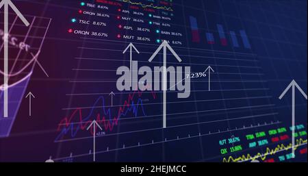 Abbildung der Pfeile über der Verarbeitung von Finanzdaten Stockfoto