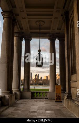 Das Old Royal Naval College ist das architektonische Herzstück von Maritime Greenwich, einem Weltkulturerbe in Greenwich, London, England, Großbritannien Stockfoto