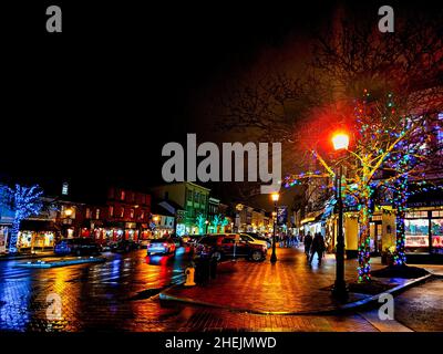 Main Street, Annapolis, Maryland am Neujahrstag, 2022. Stockfoto