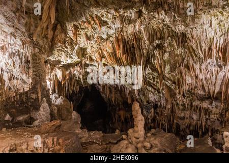 Felsformationen der Postojna-Höhle, Slowenien Stockfoto