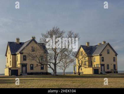 Officers Row in Fort Hancock, einem ehemaligen Fort der United States Army in Sandy Hook, Gateway National Recreation Area, Middletown Township, New Jersey, USA Stockfoto