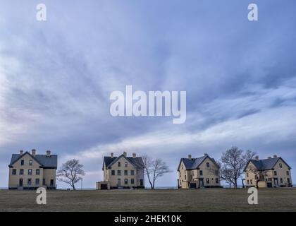 Officers Row in Fort Hancock, einem ehemaligen Fort der United States Army in Sandy Hook, Gateway National Recreation Area, Middletown Township, New Jersey, USA Stockfoto