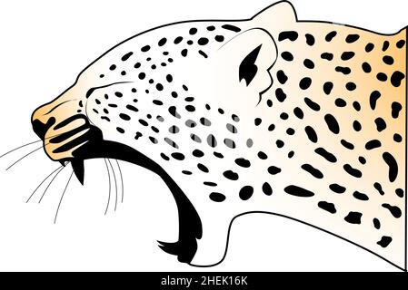 Wütender aggressiver Leopard brüllender Kopf Porträt Vektor Illustrationen Stock Vektor