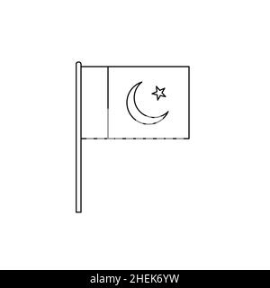 Schwarze Umrissflagge auf Pakistan. Vektor-Symbol für dünne Linien Stock Vektor