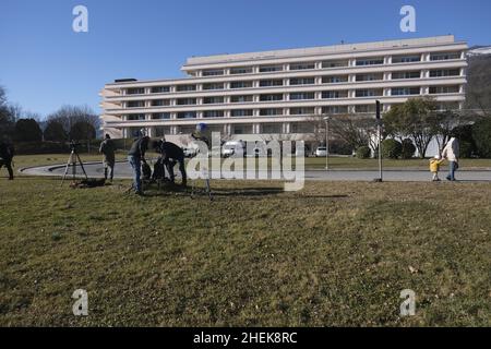 Eine allgemeine Ansicht des CRO-Krankenhauses, in dem der Präsident des Europäischen Parlaments, David Sassoli, am 11. Januar 2021 in Aviano, Italien, starb. Stockfoto