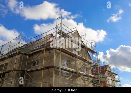 Neubau mit fertiger Grundputz Stockfoto