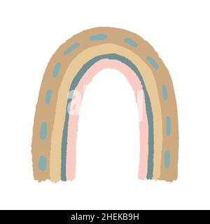 Vektor Baby Pastell Regenbogen. Cute Nursery Doodle Illustration. Handgezeichnetes Designelement für skandinavische Tapeten und Kinderdruck. Stock Vektor