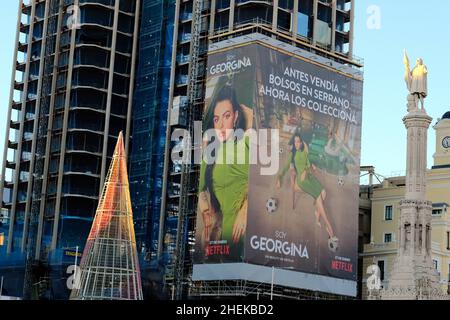 Masdrid, Spanien. 11th Januar 2022. Plakatwand Georgina Rodriguez zur Werbung für die tv-Show Soy Georgina in Madrid, 11. Januar 2022. Quelle: CORDON PRESS/Alamy Live News Stockfoto