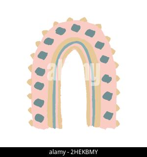 Vektor Baby Pastell Regenbogen. Cute Nursery Doodle Illustration. Handgezeichnetes Designelement für skandinavische Tapeten und Kinderdruck. Stock Vektor