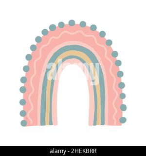 Vektor Baby Pastell Regenbogen. Cute Nursery Doodle Illustration. Handgezeichnetes Designelement für skandinavische Tapeten und Kinderdruck. Stock Vektor