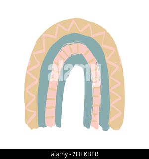 Vektor Baby Pastell Regenbogen. Cute Nursery Doodle Illustration. Handgezeichnetes Designelement für skandinavische Tapeten und Kinderdruck. Stock Vektor