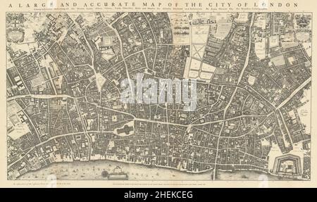 Die City of London um 1676, nach John Ogilby. 55x92cm 1908 alte antike Landkarte Stockfoto