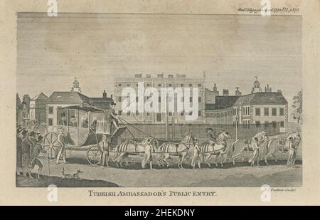 Eintritt des türkischen Botschafters in London 1795 mit Blick auf den Buckingham Palace 1795 Stockfoto