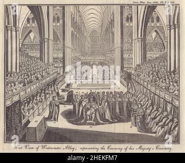 Westminster Abbey George IV Krönungszeremonie 1821 London 1821 alter Druck Stockfoto