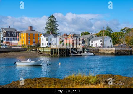 Portsmouth historisches Wohngebiet am Wasser am Piscataqua River in der Stadt Portsmouth, New Hampshire NH, USA. Stockfoto