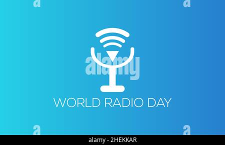 World Radio Day, 13. Februar. Vektor-Vorlage Design für Banner, Karte, Poster, Hintergrund. Stock Vektor