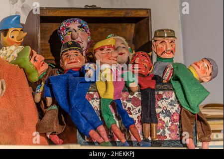 Sammlung ostdeutscher Marionetten im Museum 'die Welt der DDR' Dresden, Deutschland Stockfoto