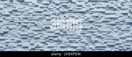 Steinmauer Hintergrund. Pastellblaue Farbblöcke, minimalistisches Designmaterial, geometrische Struktur, Banner. 3D Abbildung Stockfoto