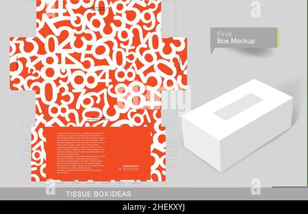 Abstraktes Zahlenmuster auf Gewebebox, Vorlage für geschäftliche Zwecke. Platzieren Sie Ihren Text und Ihr Logo, und schon kann es gedruckt werden Stock Vektor