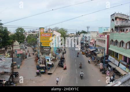 Blick auf die Indian Town Street in Tamilnadu Stockfoto