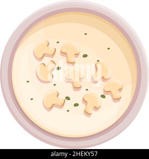 Pilzsuppe Creme Symbol Cartoon-Vektor. Warme Speisen. Schüssel Teller Stock Vektor