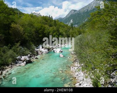 Velika Korita oder große Schlucht des Flusses Soca, Bovec, Triglav Nationalpark, Julische Alpen, Slowenien Stockfoto