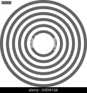 Rundes, kreisförmiges Muster in verschiedenen Größen, ideal für das Vintage-Label-Design. Stock Vektor