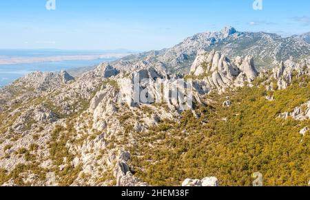Velika Paklenica - Manita Pec - Vidakov Kuk Trail, Nationalpark Paklenica, Starigrad, Kroatien Stockfoto