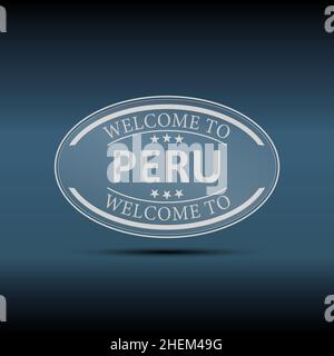 Willkommen bei Peru Papier Tag Zeichen Illustration Vektor auf blauem Hintergrund Stock Vektor