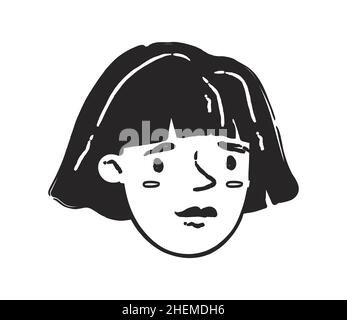 Doodle Frau mit Quadrat Stock Vektor