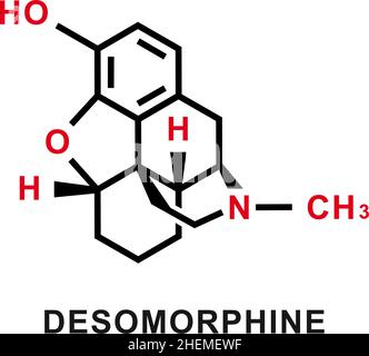 Desomorphin chemische Formel. Desomorphin chemische molekulare Struktur. Vektorgrafik Stock Vektor