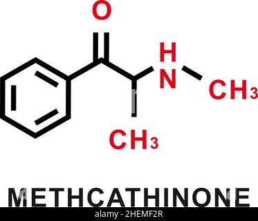 Methcathinon chemische Formel. Methcathinon chemische molekulare Struktur. Vektorgrafik Stock Vektor