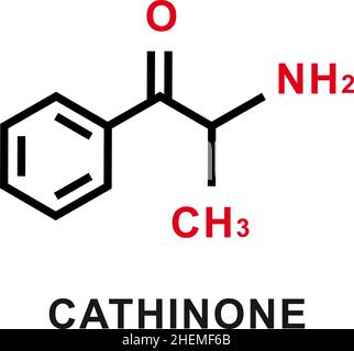 Chemische Formel von Cathinon. Chemische Molekülstruktur von Cathinon. Vektorgrafik Stock Vektor