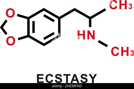 Chemische Formel für Ecstasy. Chemische Molekülstruktur der Ecstasy. Vektorgrafik Stock Vektor